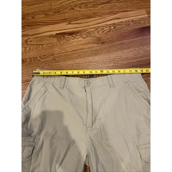 Wearfirst Men's Ripstop Cargo Shorts Tan Size 38 10" Inseam Stretchy Waist - Picture 4 of 5